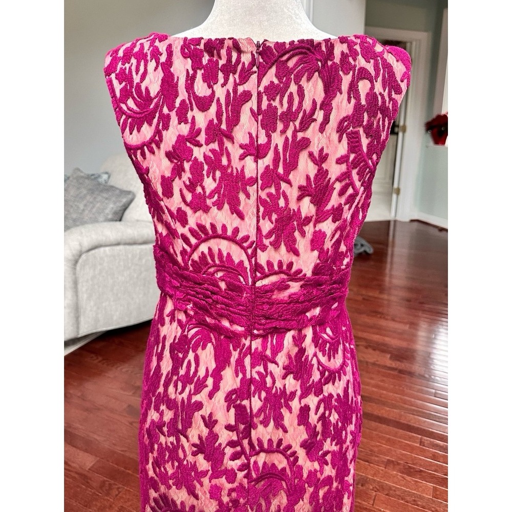 Adrianna Papell Feminine Purple Beige Simple Elegant Pencil Cocktail Dress - Picture 7 of 9